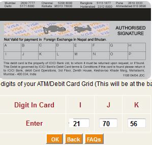 ICICI debit card sign in